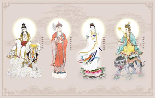 佛教中四大菩萨及其坐骑